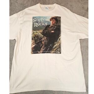 vintage Outlander Jamie Fraser Scotch On The Rocks Graphic Tee Cream Mens 2XL